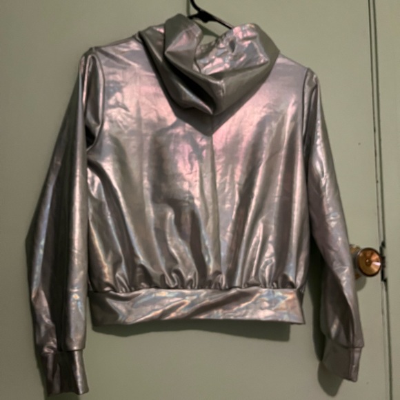 Silver iridescent zip hoodie - high stretch - Picture 2 of 7